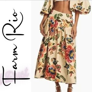 Farm Rio Delicate Garden Midi Skirt
